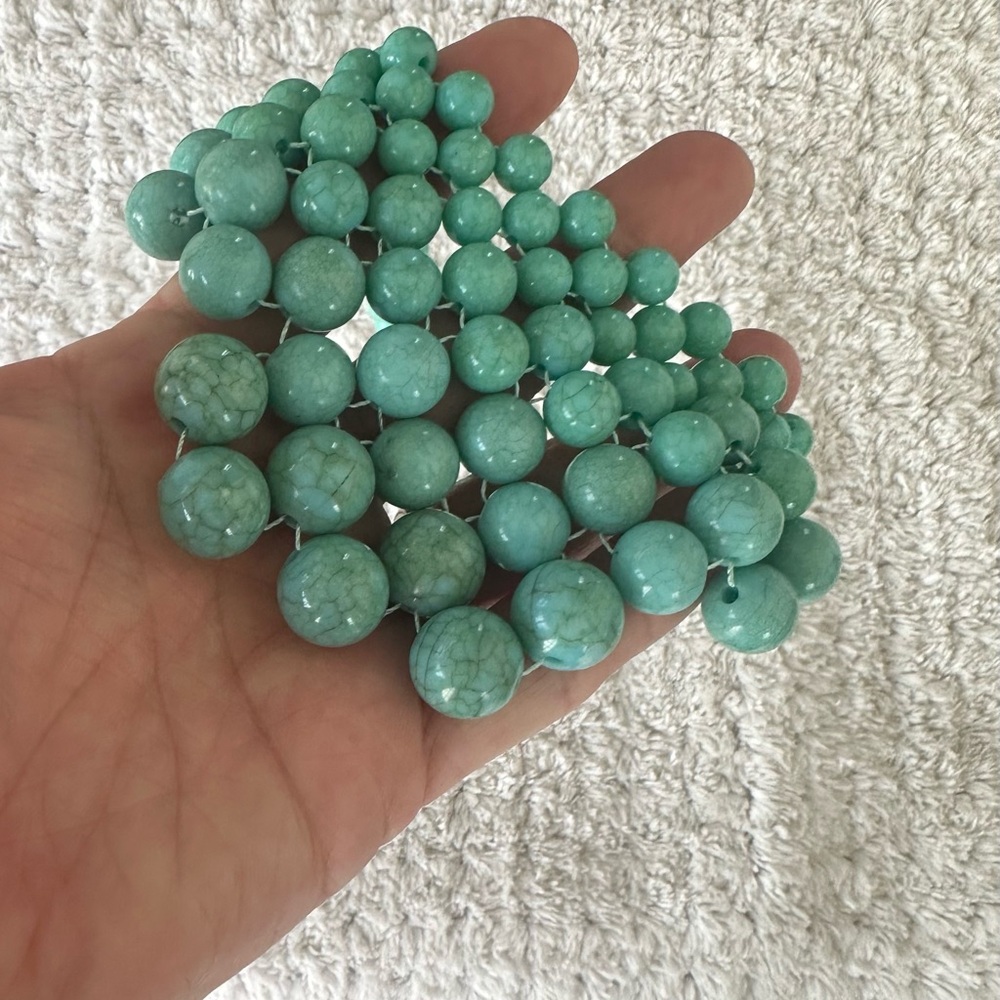 Vintage Coller Bib Aqua Necklace with Graduated Beads - Picture 4 of 6